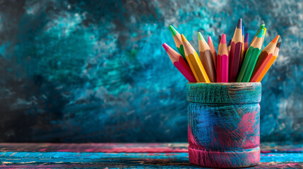 Back to school background concept, education, school stationary on blackboard, pencil, apple, knowledge, Banner design