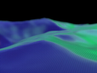 輝く光子ドットの波の抽象的な3DCG背景