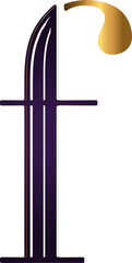 Striped lowercase letter f