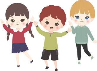 楽しそうにピースをする子どもたち