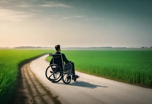 man with disability on wheelchair, minimal style