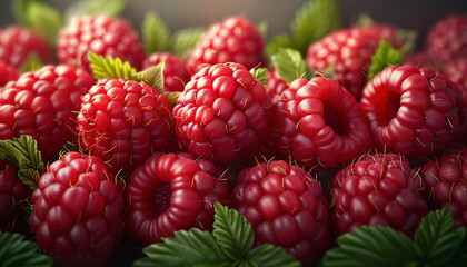 Raspberries. Background with fresh raspberries.