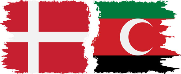 Darfur and Denmark grunge flags connection vector