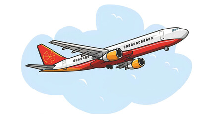 Fototapeta premium An airplane flying in the sky with clouds in the background