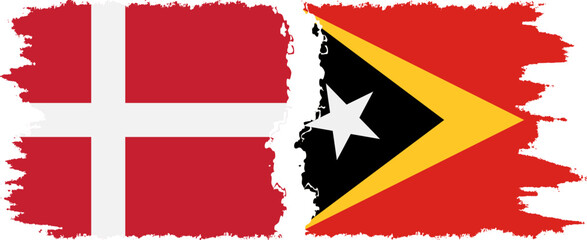 Timor-Leste - East Timor and Denmark grunge flags connection vector