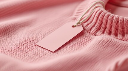 Pink tag adorns a dress, a blank canvas for brand details, adding a touch of chic elegance, Ai Generated.