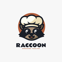 Vector Logo Illustration Raccoon Mascot Cartoon Style.