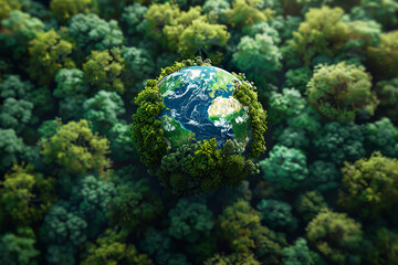 renewable energy light bulb with green energy, Earth Day or environment protection Hands protect forests that grow on the ground and help save the world, solar panels	
