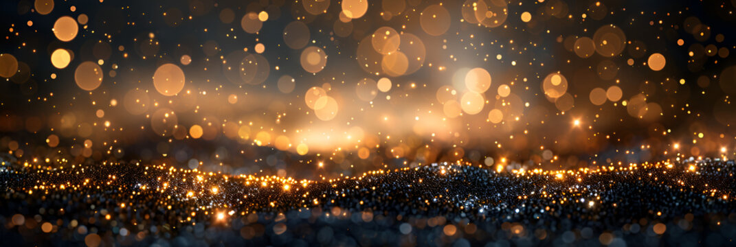  Golden sparks glitter on black background Gold Glitter Texture Blurred Abstract Defocused Bokeh Christmas golden glitter on Black Background  