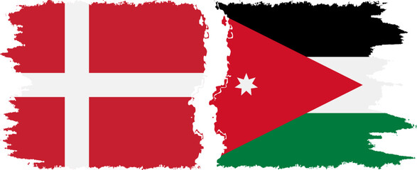 Jordan and Denmark grunge flags connection vector