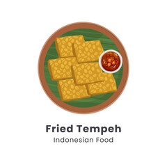 Hand drawn vector illustration of fried tempeh