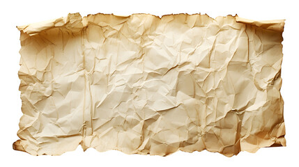 Blank Vintage Paper Placed on Transparent Background, Hand Edited Generative A