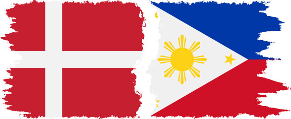 Philippines and Denmark grunge flags connection vector