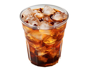 Iced Coffee with Ice Cubes Isolated on Transparent Background. Refreshing Drink with Clean Background