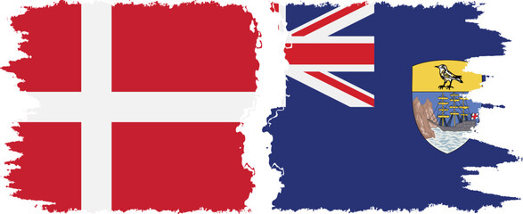 Saint Helena and Denmark grunge flags connection vector