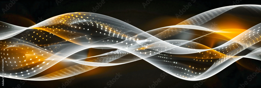 Poster liquid dynamics, abstract flow of color and light, merging technology with artistic motion