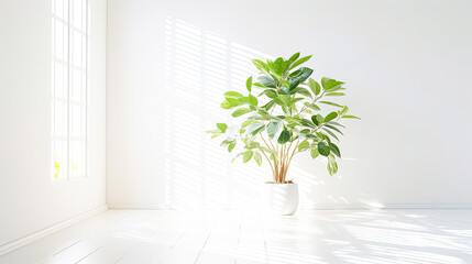 A large indoor tropical plant thrives in a bright room