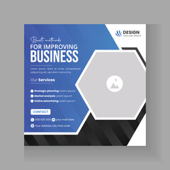 Corporate business social media post design square flyer web banner template or Online live webinar