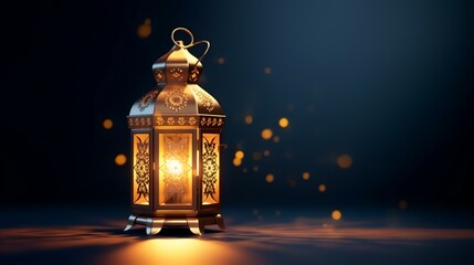 Ramadan Kareem background with Arabic lantern and bokeh lights - obrazy, fototapety, plakaty