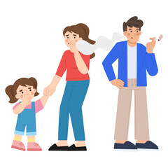 Vector illustration of man smoking in public place