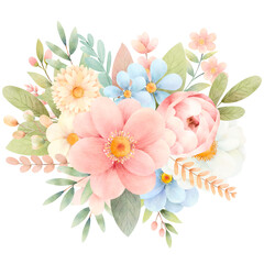Watercolor flower bouquet-3