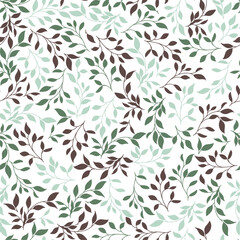 Leaves Seamless Pattern. Floral Background. Vintage Botanical Vector Seamless Pattern for Surface Design, Textile, Fashion Prints. Floral Texture with Small Hand Draw Leaves.