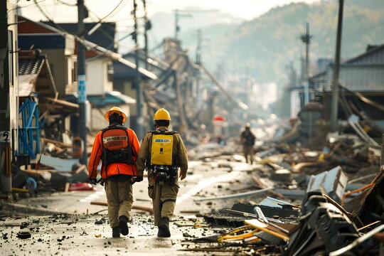 rescue team in an earthquake