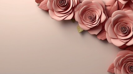 Abstract 3d beautiful Pink Rose with Red 3d rose flowers background - obrazy, fototapety, plakaty