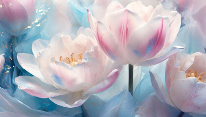 Piękny abstrakcyjny kwiat, tulipan, dekoracja vintage, generative ai