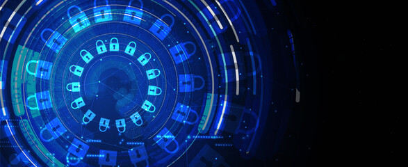 Obraz premium Cyber security and information or network protection. Future technology web services for business and internet project