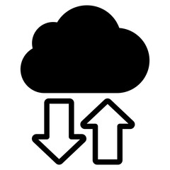 cloud with arrow line icon. Upload and download cloud arrow vector symbols. Clouds with arrows up and down