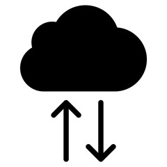 cloud with arrow line icon. Upload and download cloud arrow vector symbols. Clouds with arrows up and down