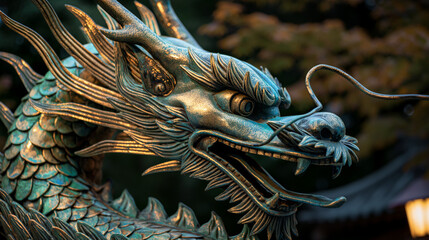 夜空を舞う黄金の龍