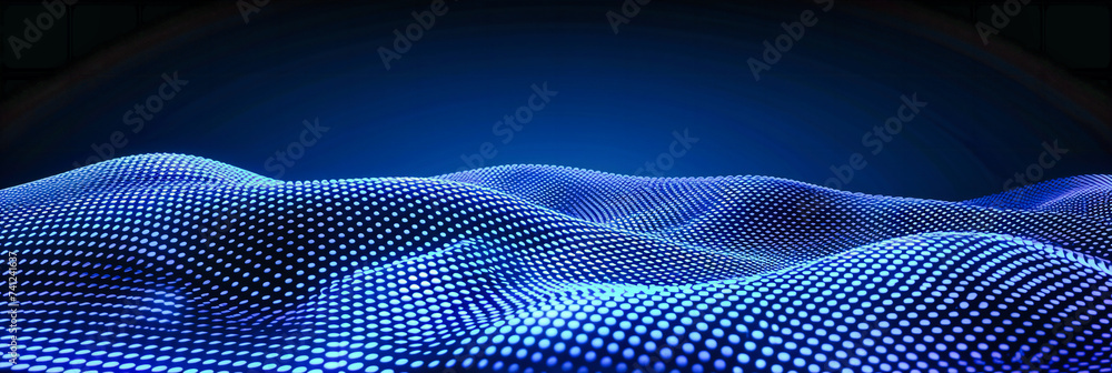 Aufkleber digital dreams, abstract particle mesh in futuristic blue, connecting science and art