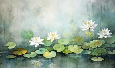 Foto op Canvas Water Lilies: A Serene Impression of Nature's Reflections © uhdenis