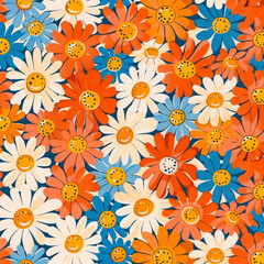 Fototapeta na wymiar Daisy Flowers pattern