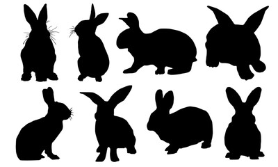 Vector Illustrations of Rabbit Silhouettes