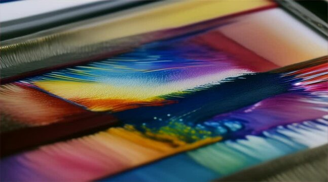 Colorful digital tablet computer guide with art supplies on table