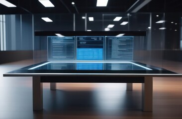 Projector table with monitor in business office