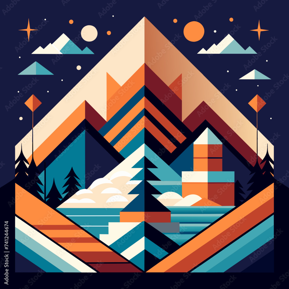 Poster abstract patterns inspired by mathematical concepts. vektor illustation
