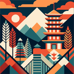 Abstract patterns influenced by traditional textile designs. vektor illustation