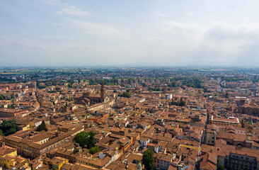 Fototapeta na wymiar Piacenza, Italy. Piacenza is a city in the Italian region of Emilia-Romagna, the administrative center of the province of the same name. Summer day. Aerial view