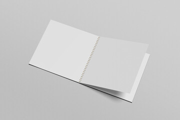 Blank spiral square mockup on gray background
