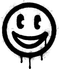 Spray Painted Graffiti smiling face emoticon isolated on white background. © Doa Bunda