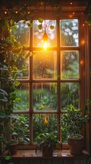 The sun is shining through the window of a house