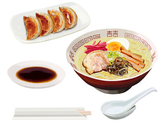 ラーメンとギョウザ（豚骨ラーメン）
