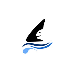 Simple shark in the ocean logo
