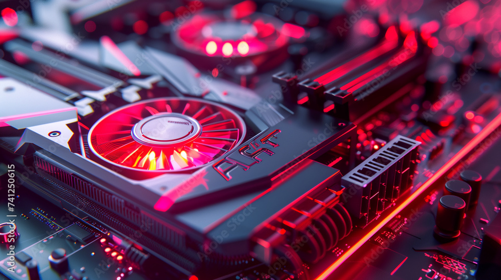 Poster high end graphic card technology for ai data processing, artificial intelligence research and growth