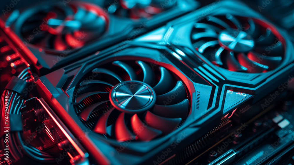 Poster high end graphic card technology for ai data processing, artificial intelligence research and growth