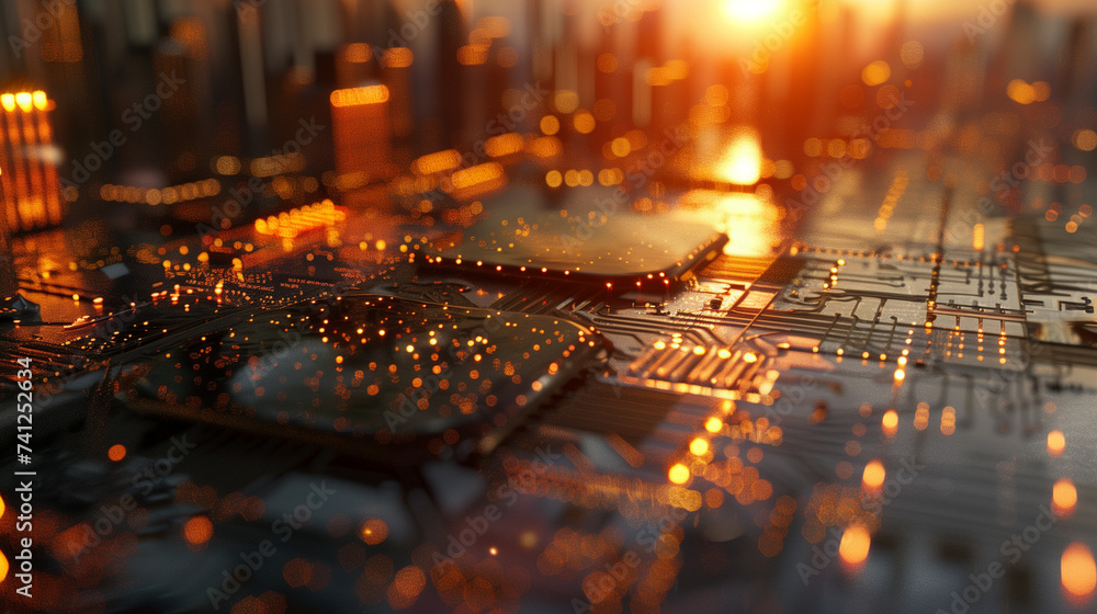 Poster processor chip for ai data processing, cyber security management or secure connection concept, compu